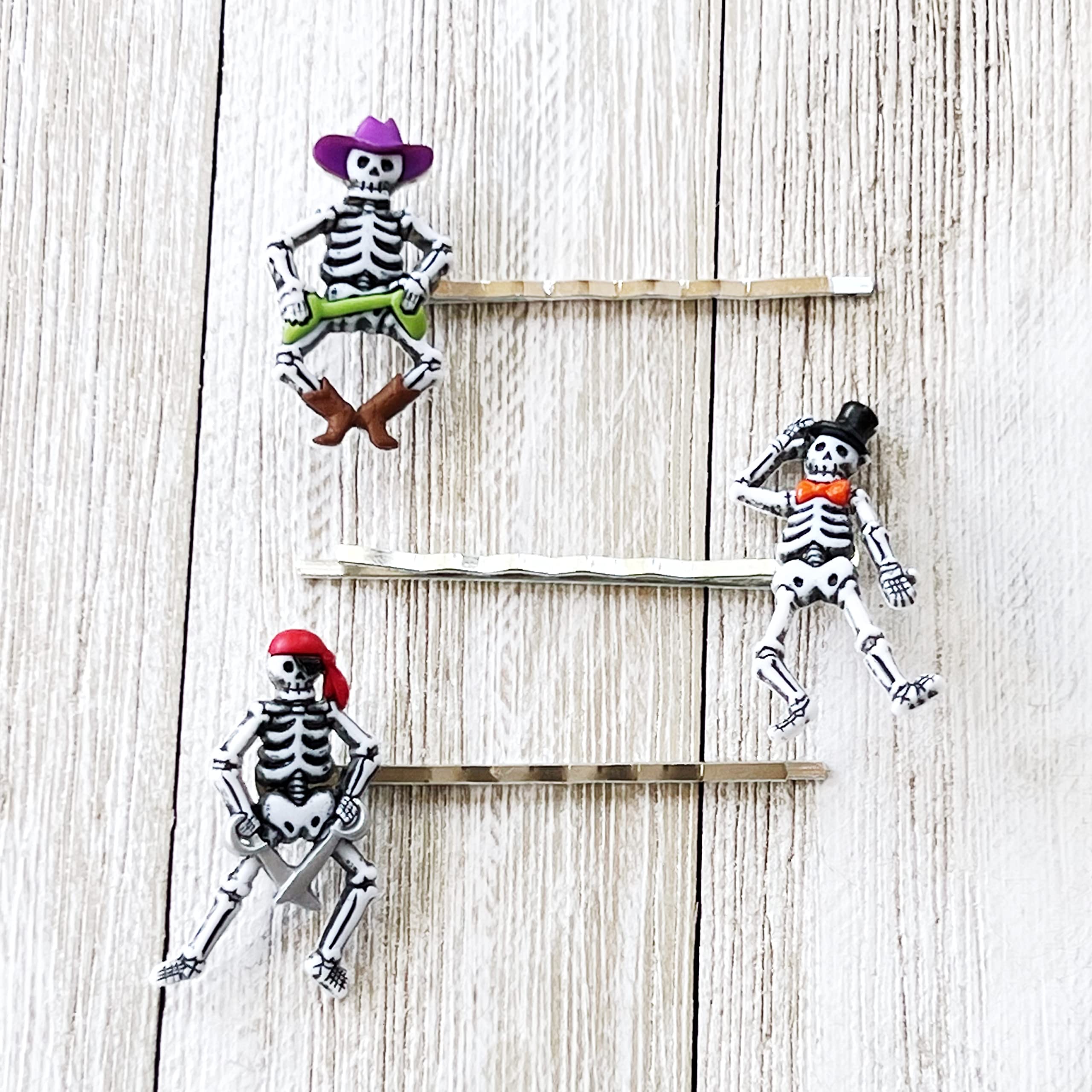 Fun Halloween Hair Clips - Dancing Skeleton Bobby Pins for Women & Costumes