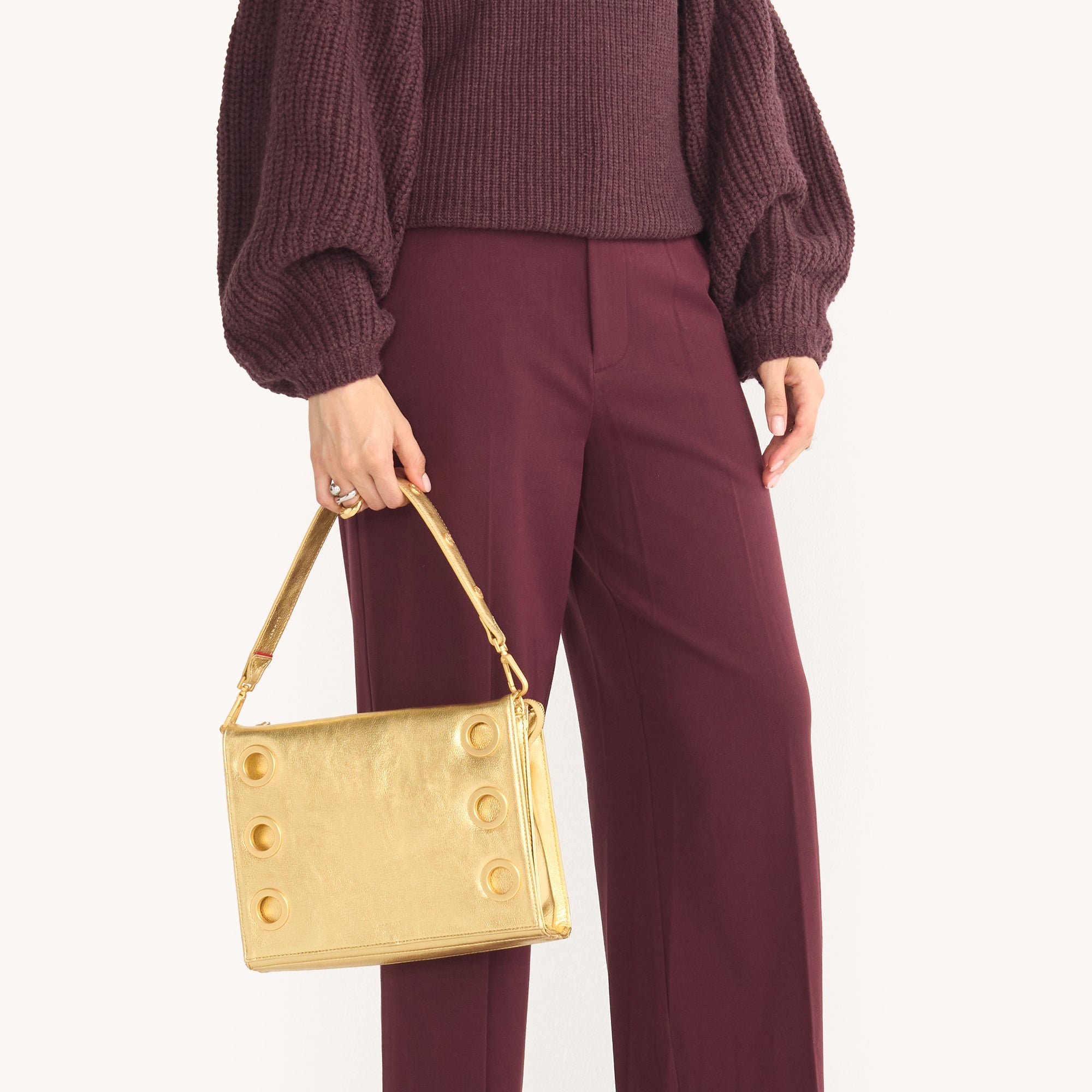 Montana Clutch - Gala Gold & Brushed Gold Hammered Large Crossbody Bag for Women | Perfect for Parties, Weddings & Evening Events
