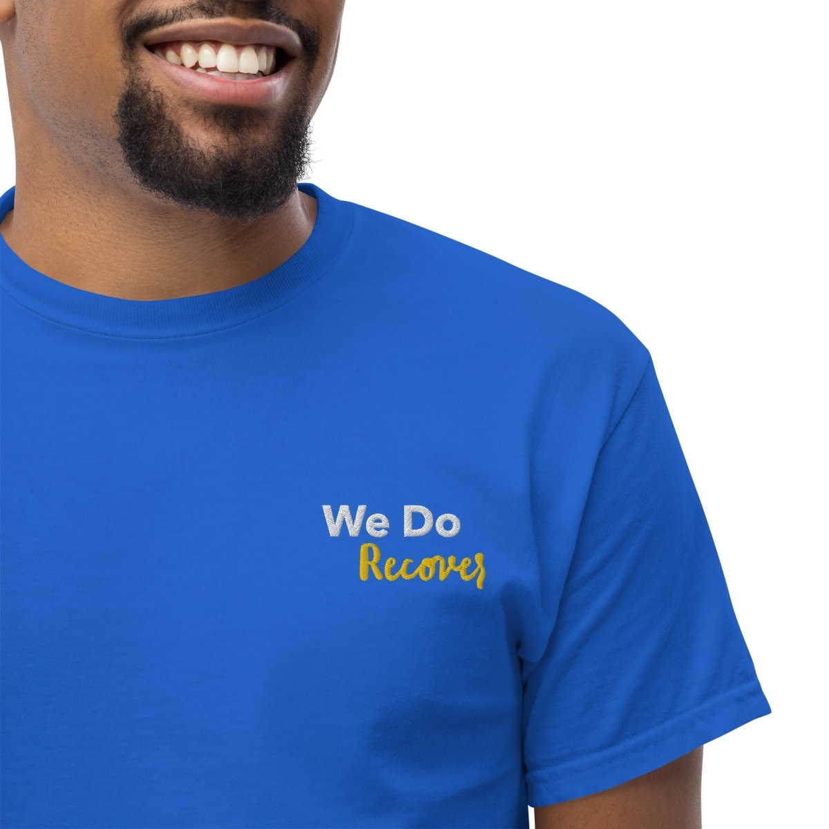 Embroidered 'We Do Recover' Men's Classic T-Shirt | Sobervation Signature Line | Perfect for AA Meetings & Addiction Recovery Support