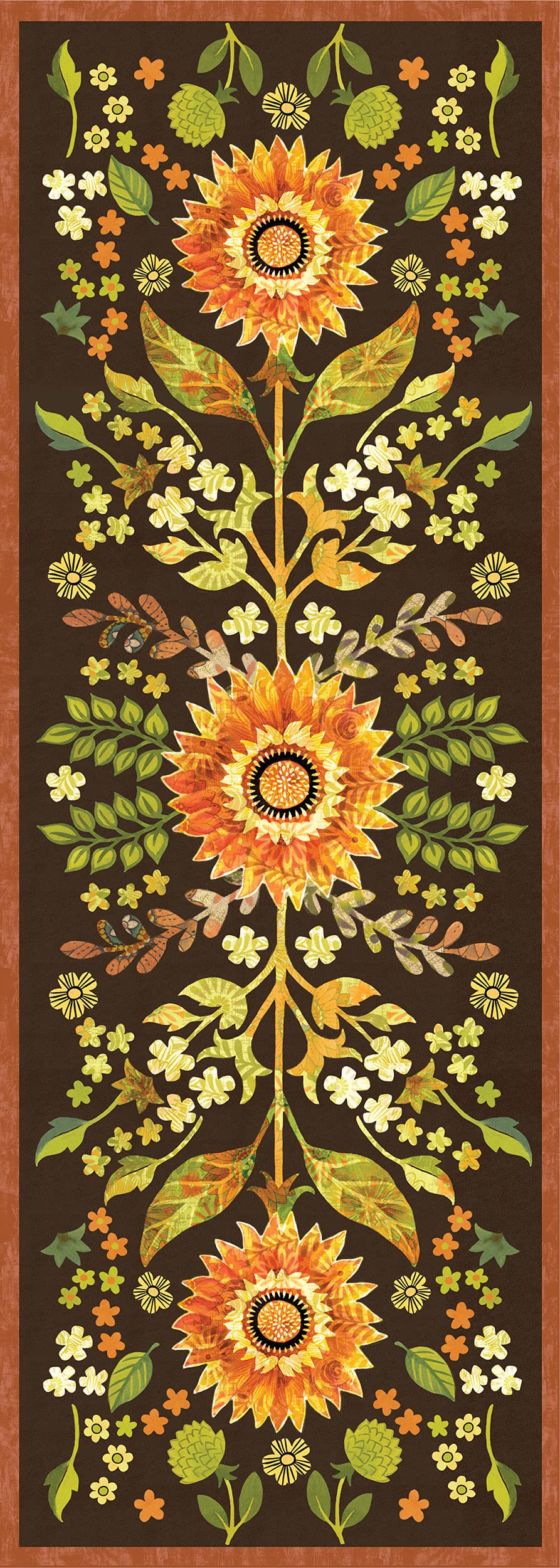 Indian Summer Floral Bird Vinyl Floor Mat 2.5 x 7 Feet - Waterproof, Stain Resistant & Durable Indoor Rug - Perfect for Entryway, Kitchen, Living Room & Home Decor Protection