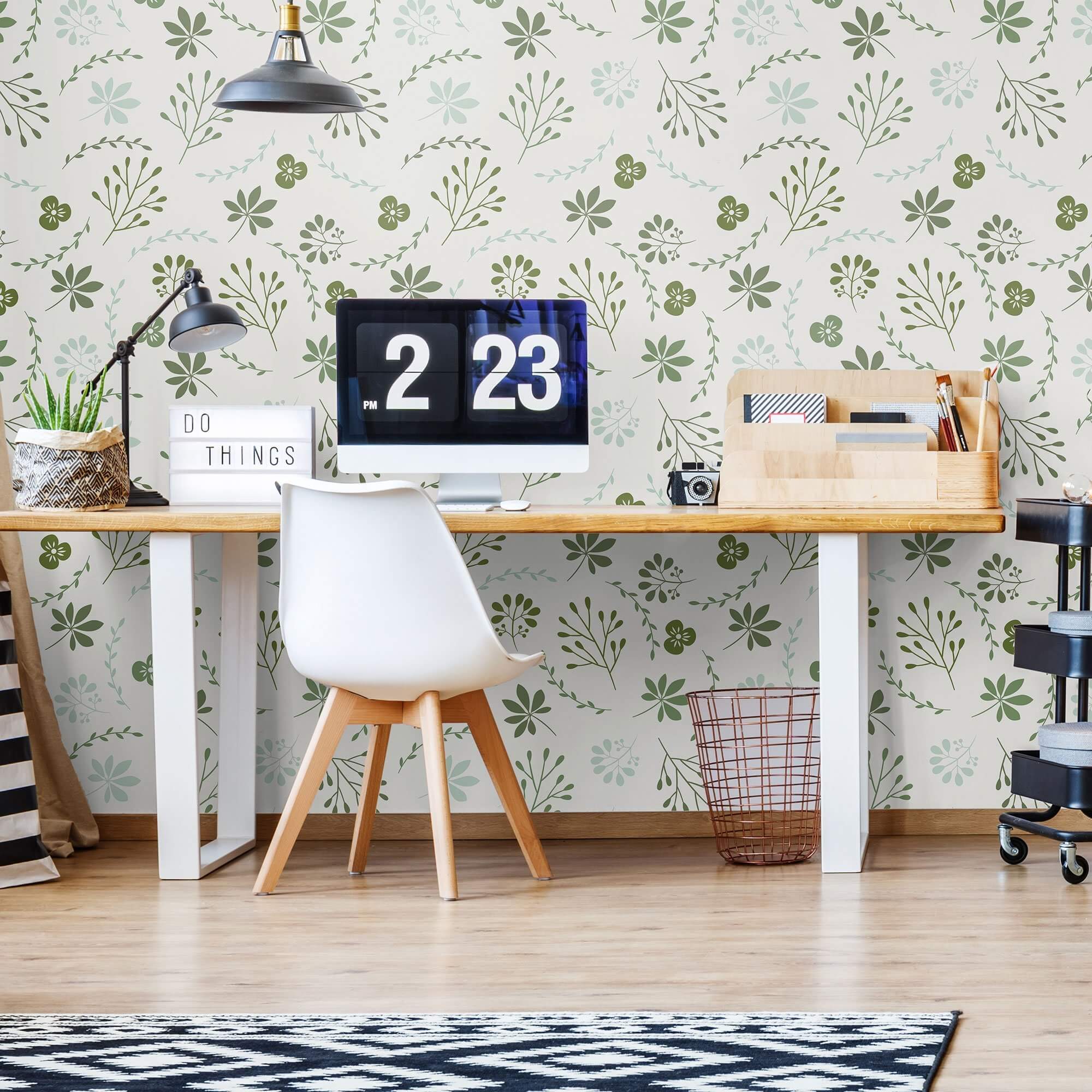 Green Botanical Floral Peel and Stick Removable Wallpaper 4920 - Self-Adhesive Wall Decor for Bedroom, Living Room & Office