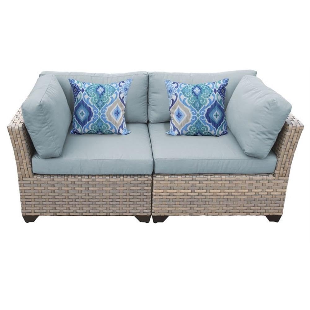 TK Classics Monterey 2-Piece Outdoor Wicker Patio Furniture Set - All-Weather Rattan Sofa & Coffee Table - Perfect for Poolside, Garden, and Backyard Relaxation