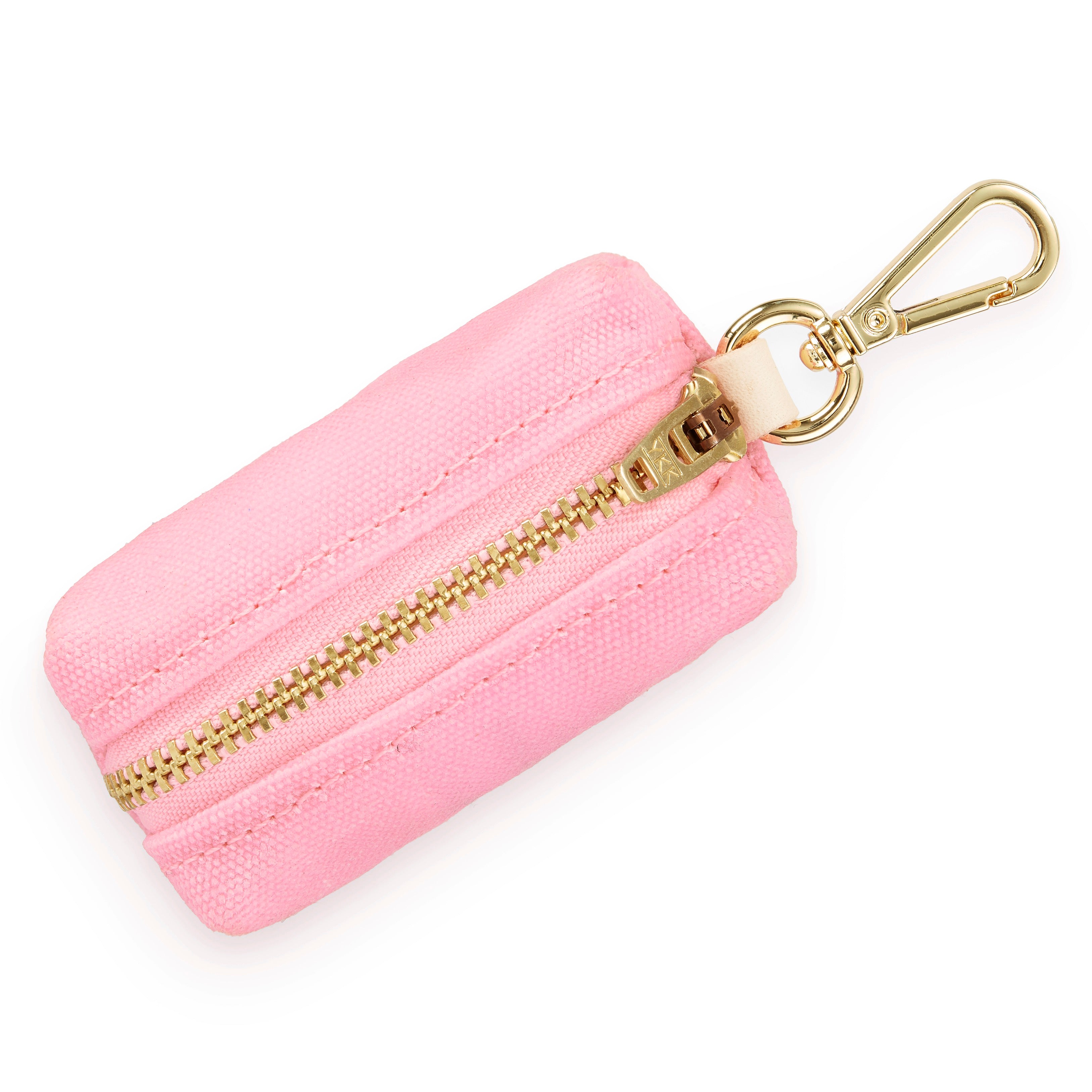 Eco-Friendly Dog Poop Bag Dispenser - Petal Pink Waxed Canvas for Dogs | Portable Waste Bag Holder for Walking, Hiking & Travel | Durable & Stylish Pet Accessory