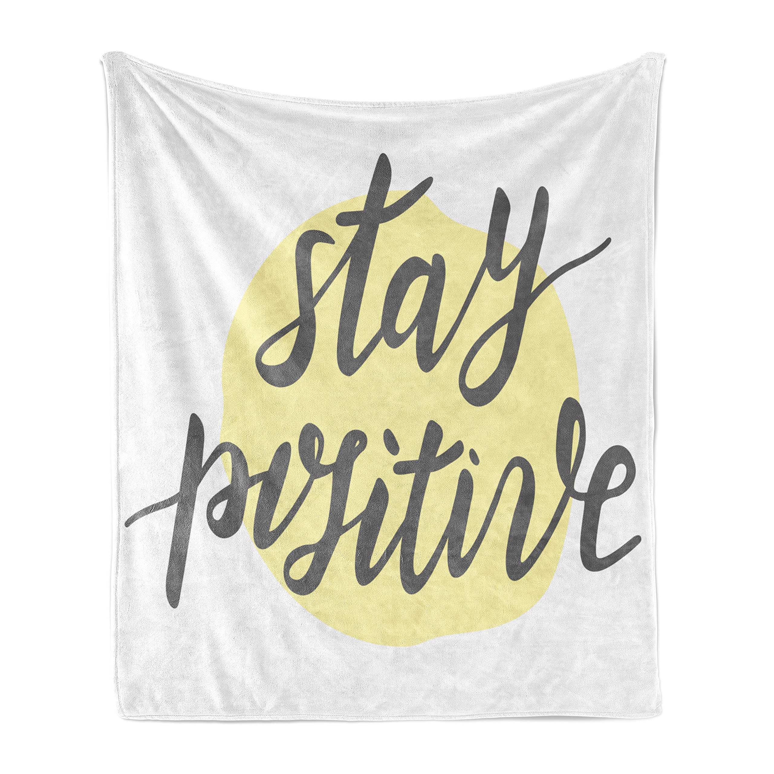 Ambesonne Positive Energy Throw Blanket - Soft Flannel Fleece with Inspirational Cursive Lettering on Pastel Circular Design, 60