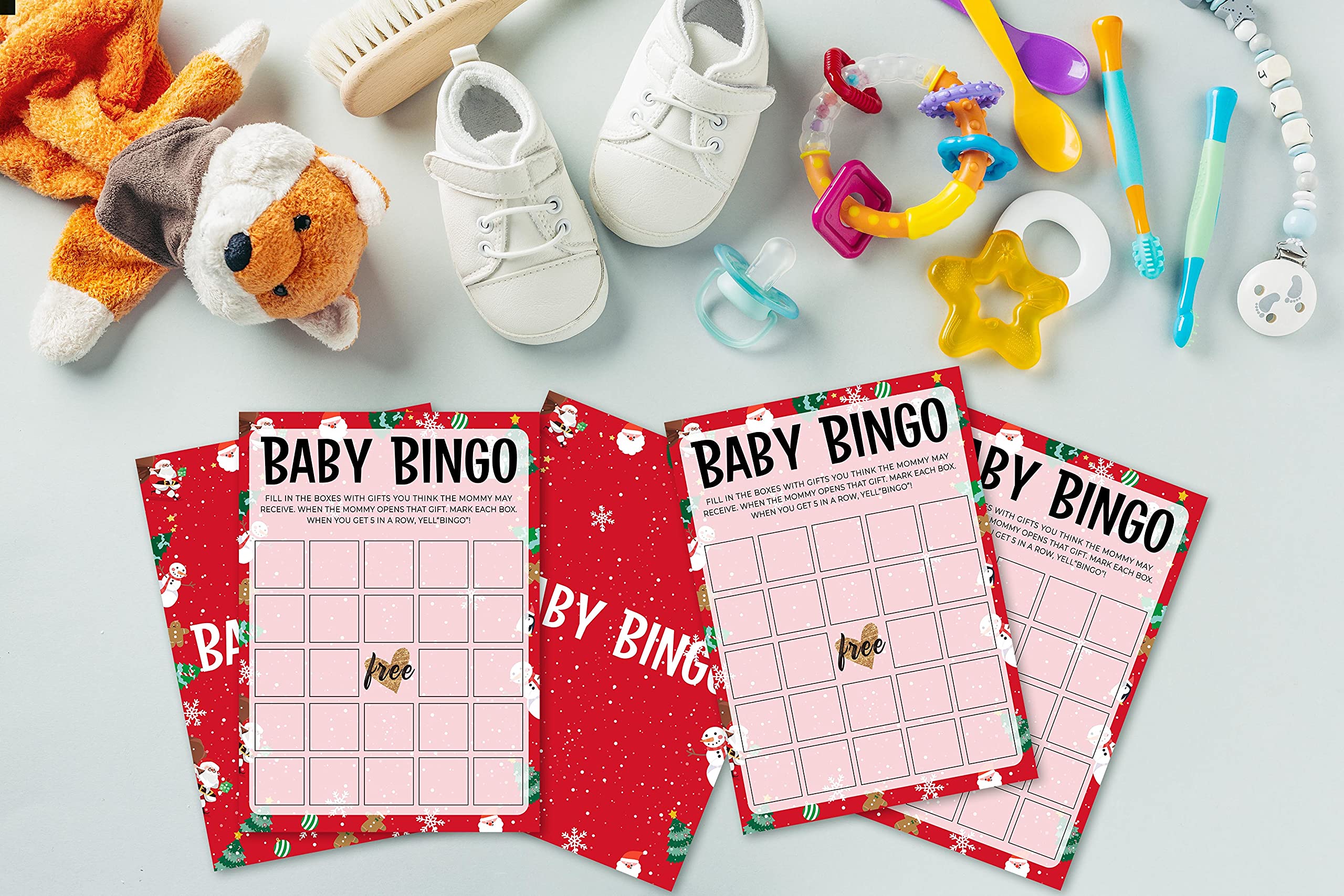 Baby Shower Game Cards - Set of 30 Gender Neutral Baby Bingo Cards for Christmas Parties & Newborn Celebrations - Perfect for Baby Showers, Gender Reveals & Holiday Gatherings