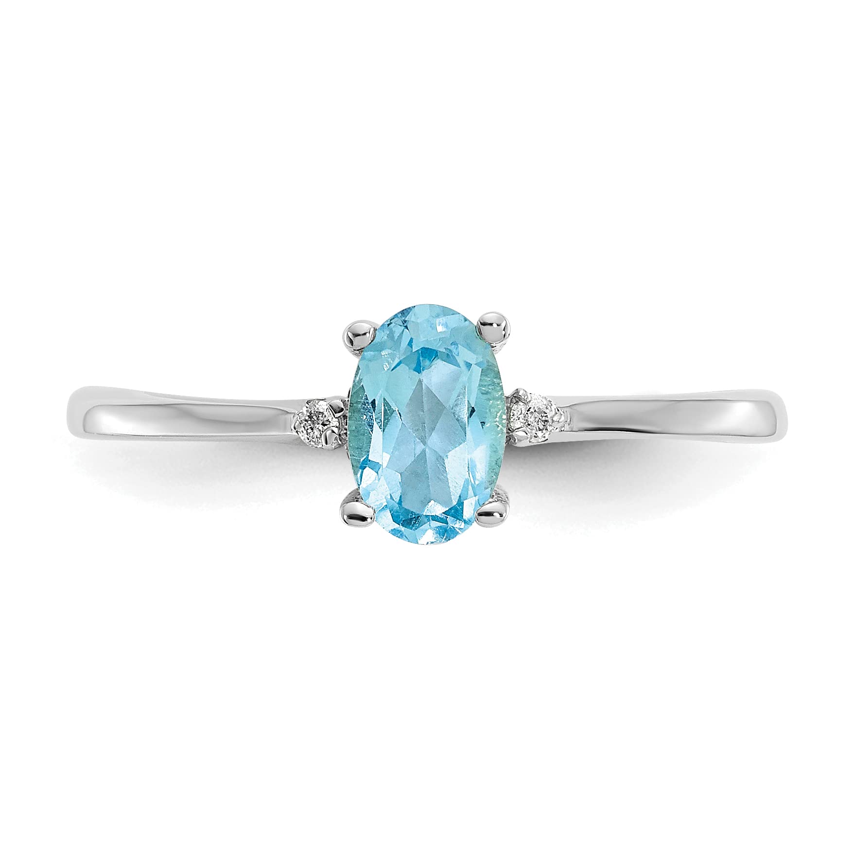 10K White Gold Genuine Diamond & Blue Topaz Birthstone Ring - Size 6.0 | Elegant Jewelry Gift for Women, Anniversary & Special Occasions