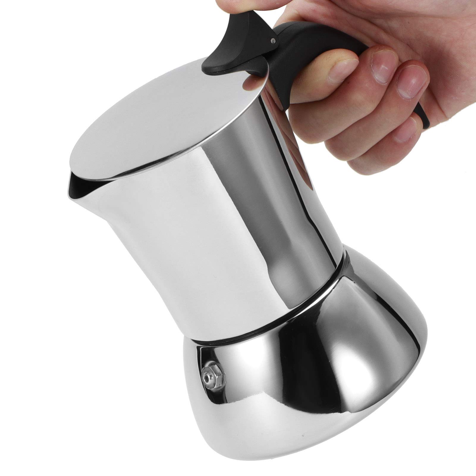 Yosoo 3-Cup Stovetop Espresso Maker - 304 Stainless Steel Moka Pot for Rich Italian Coffee - Perfect for Home, Office & Coffee Shops - Easy Brewing on Gas/Electric Stoves