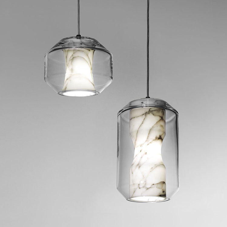 Elegant Marble Nox Pendant Light - Modern Hanging Lamp for Kitchen Island, Dining Room & Living Room Decor