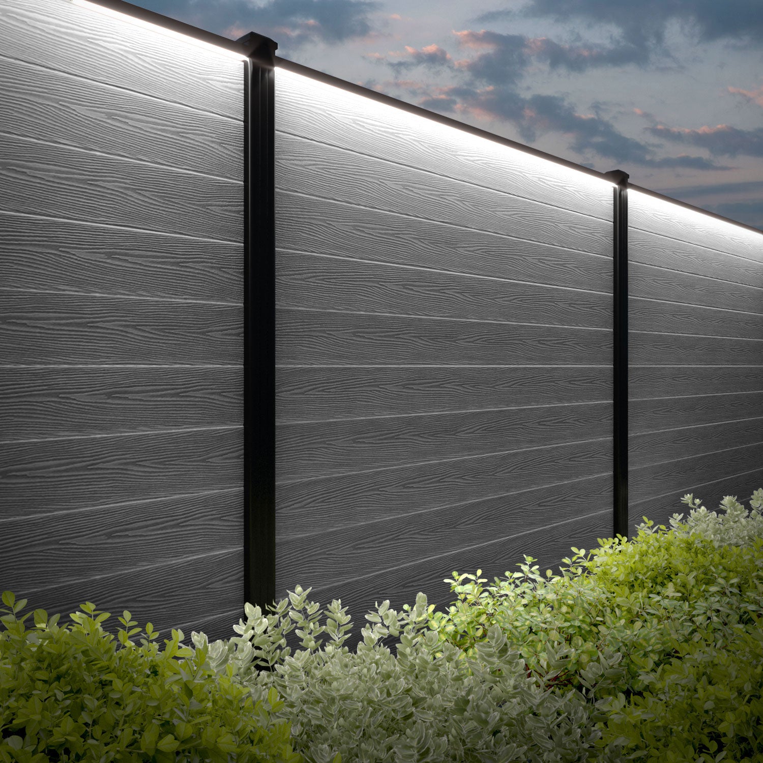 Classic Light Grey Fence Panel with Aluminum Posts - Durable & Stylish Outdoor Privacy Solution for Gardens, Patios, and Backyards