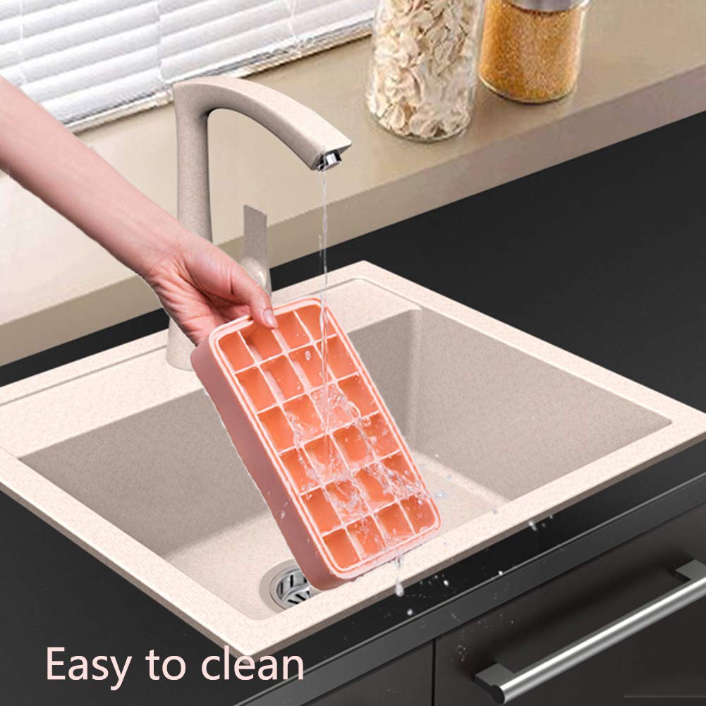 Silicone Ice Cube Trays with Lids - BPA Free, Flexible & Stackable Ice Cube Molds for Whiskey, Cocktails, Coffee & Beverages - Perfect for Home Bars, Parties & Kitchen Use - Gray/White