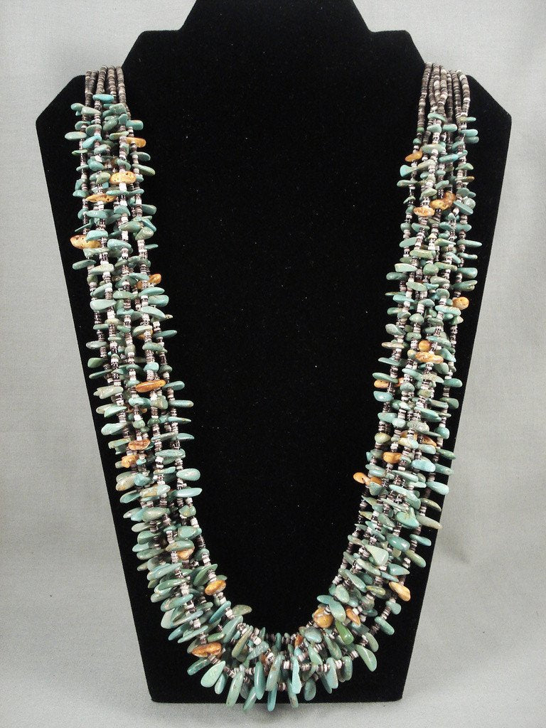 Vintage Navajo Native American Turquoise Necklace - 198g Handmade Natural Green Turquoise Jewelry for Women, Perfect for Boho Fashion, Festivals & Special Occasions
