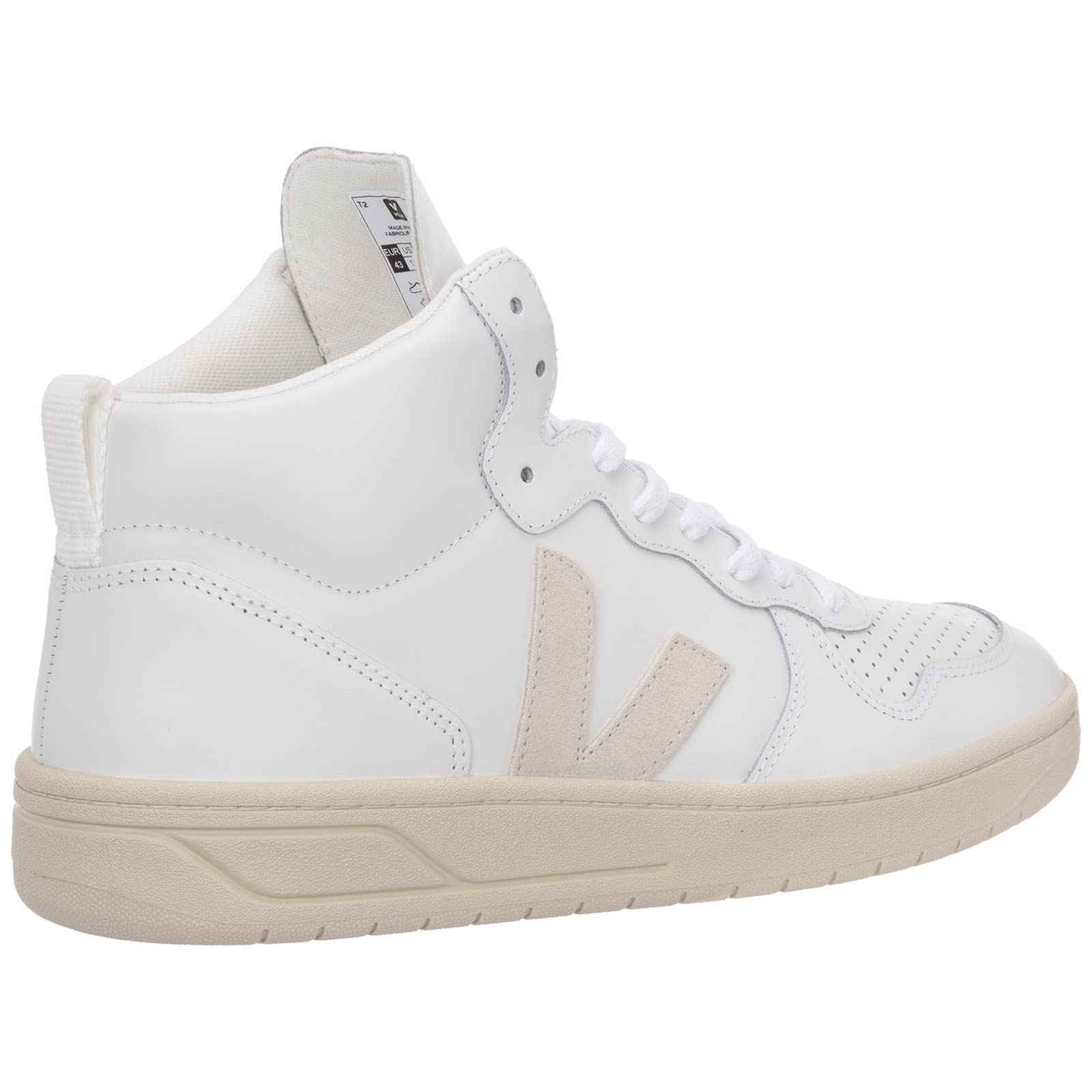 Veja Men's V-15 White Leather Sneakers - Nautico & Sahara Colorway - Casual & Athletic Shoes for Everyday Wear, Workouts & Street Style