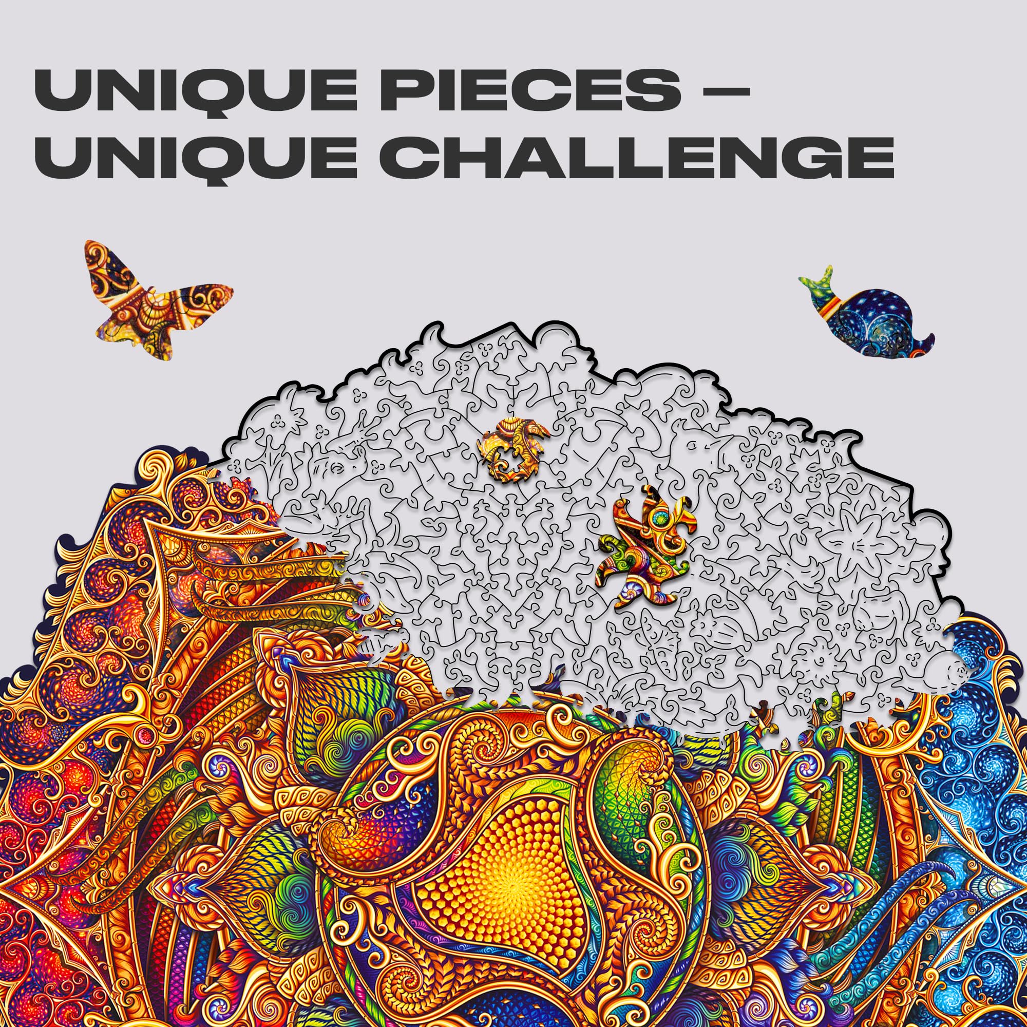 UNIDRAGON Premium 700-Piece Wooden Jigsaw Puzzle - Mandala Inexhaustible Abundance Design, 17.7x17.7 Inch Royal Size, Unique Shaped Pieces, Beautiful Gift Box - Perfect for Family Game Night, Stress Relief & Home Decor