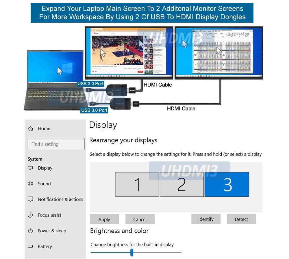 USB 3.0 to HDMI Adapter Converter - 4K Ultra HD External Video Graphics Card for Dual Monitor Setup | Supports HDMI Audio Output | Perfect for Home Office, Gaming & Multi-Tasking Workspaces