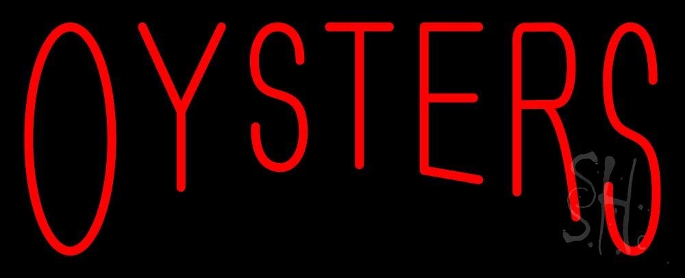 10x24 Inch Red Oysters Block LED Neon Sign with Dimmer - Black Square Cut Acrylic Backing - Premium Indoor Neon Light for Bars, Home Decor, Wedding, Retail Stores - Perfect for Wall Decor, Business Signage & Event Lighting