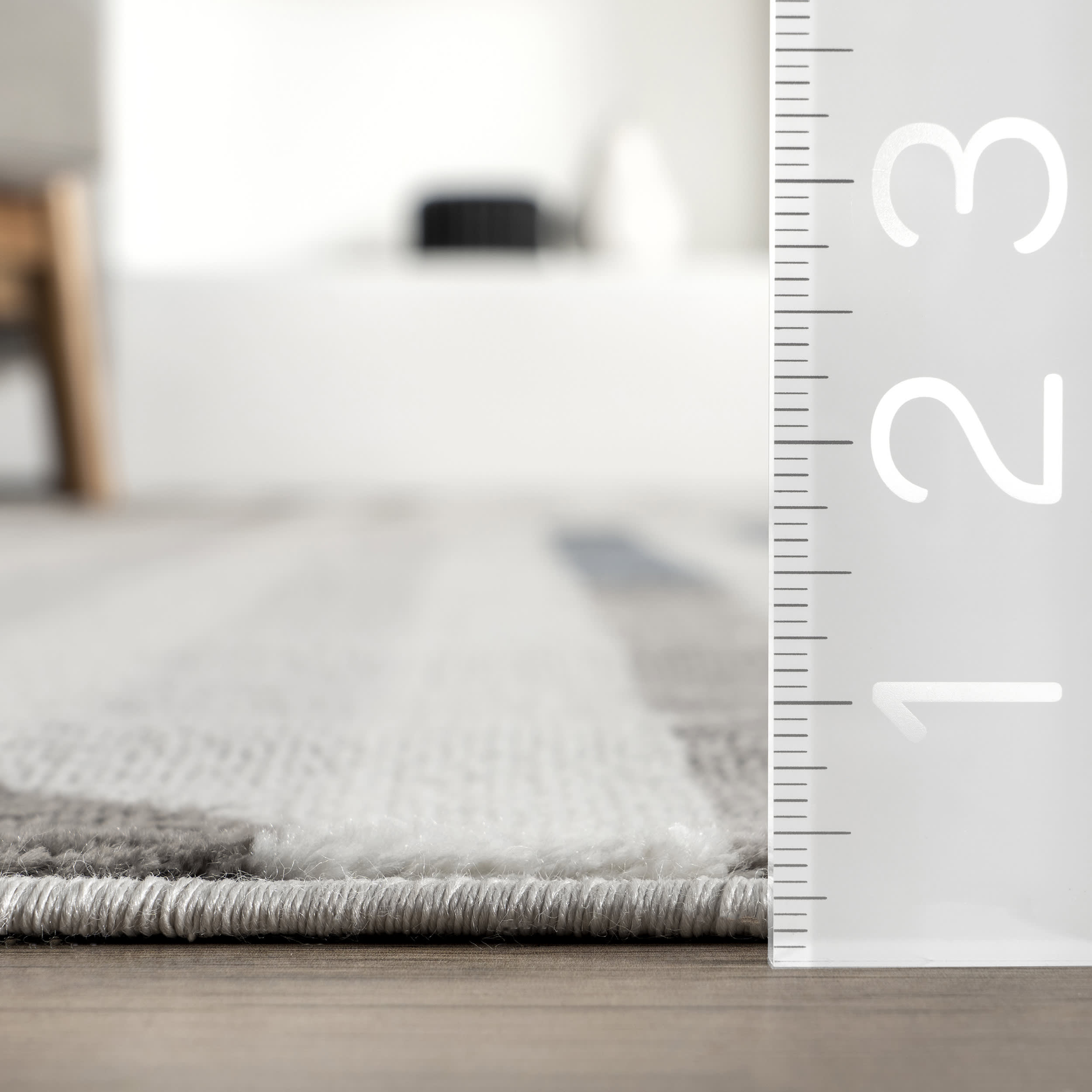Adina Vintage Striped Area Rug - Light Grey Washable Runner for Living Room, Bedroom & Entryway