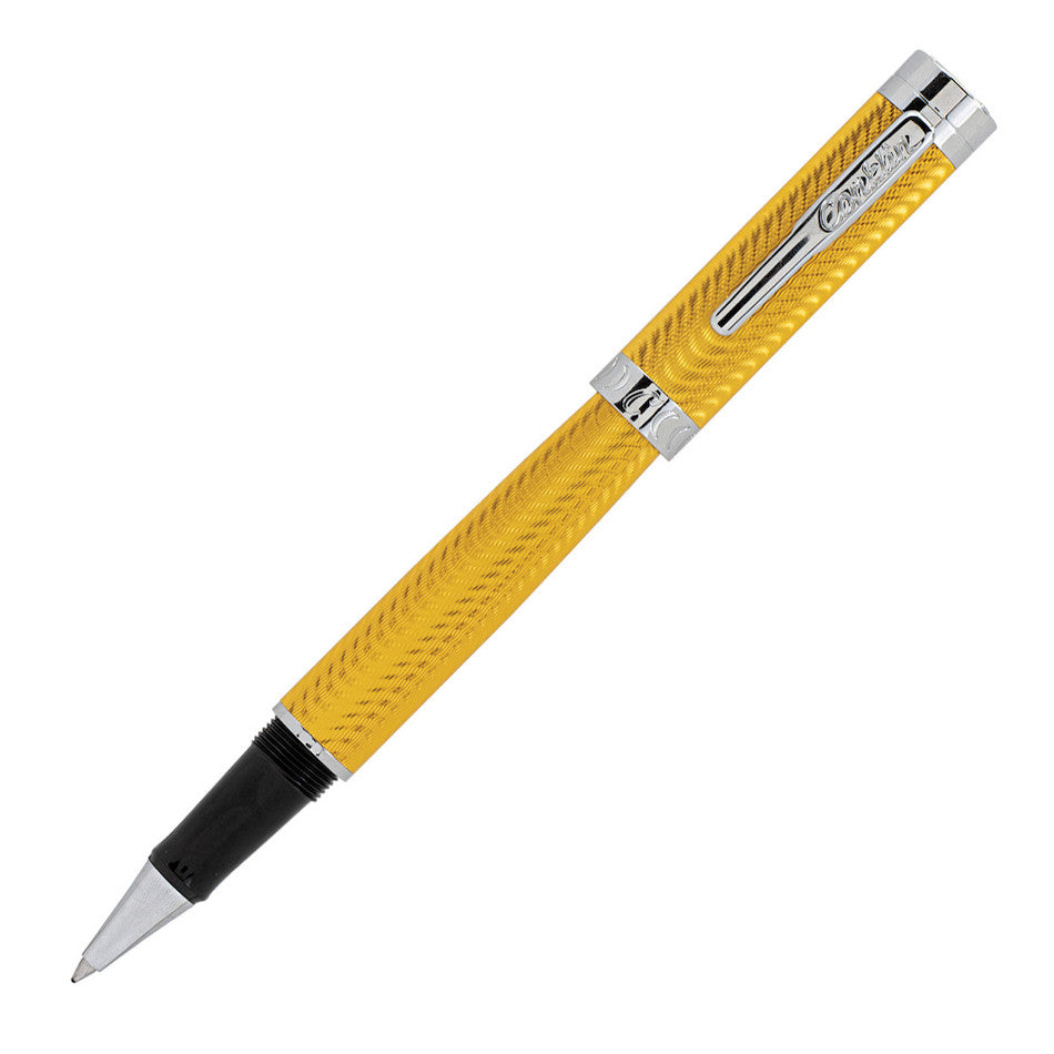 Conklin Herringbone Signature Rollerball Pen - Premium Yellow Ink Pen for Writing, Journaling & Office Use - Luxury Gift for Professionals & Students