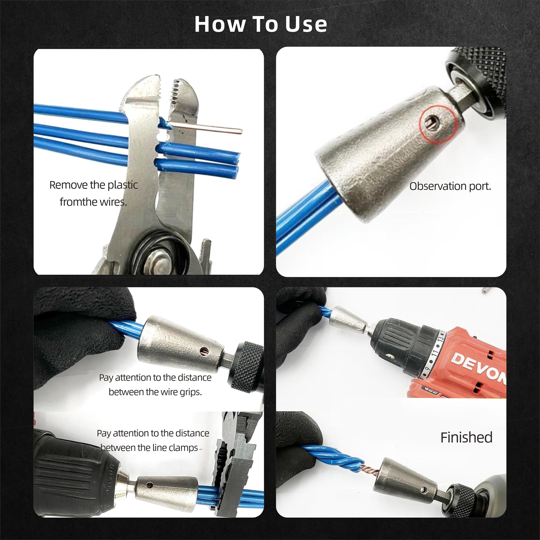 Twister Tools - 2-Piece Strand Strippers & Wire Nut Twister for Electricians | Compatible with Power Drills | Perfect for Electrical Wiring & DIY Projects