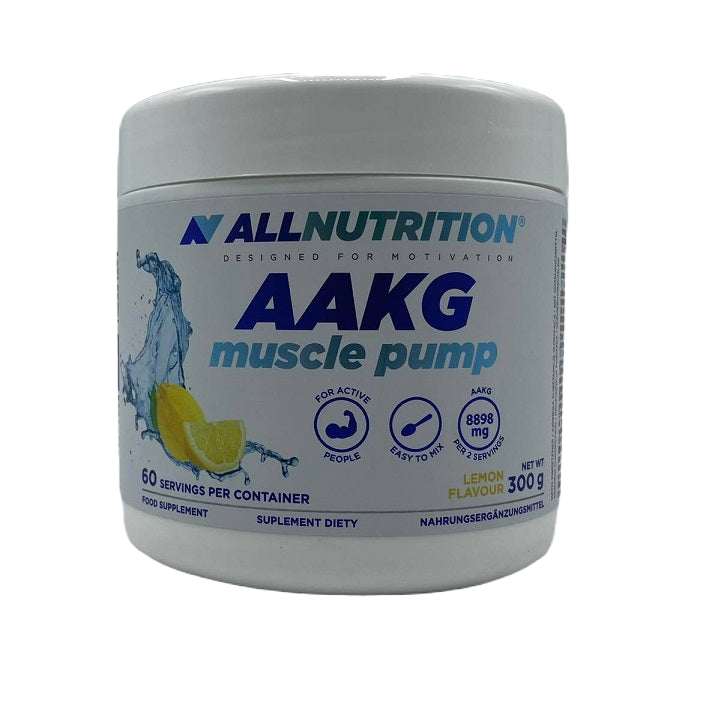 Allnutrition AAKG Muscle Pump Supplement - 300g Lemon Flavor for Pre-Workout Energy & Performance Boost | Gym, Bodybuilding & Fitness Training