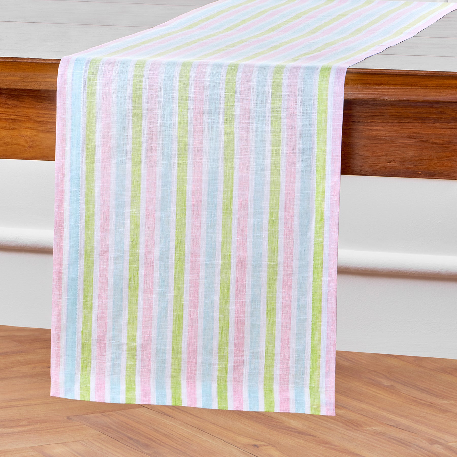 Palm Beach Stripe Table Runner - Elegant Cotton Tablecloth for Dining Room Decor, Wedding & Holiday Parties - Perfect for Farmhouse, Coastal & Beach House Style