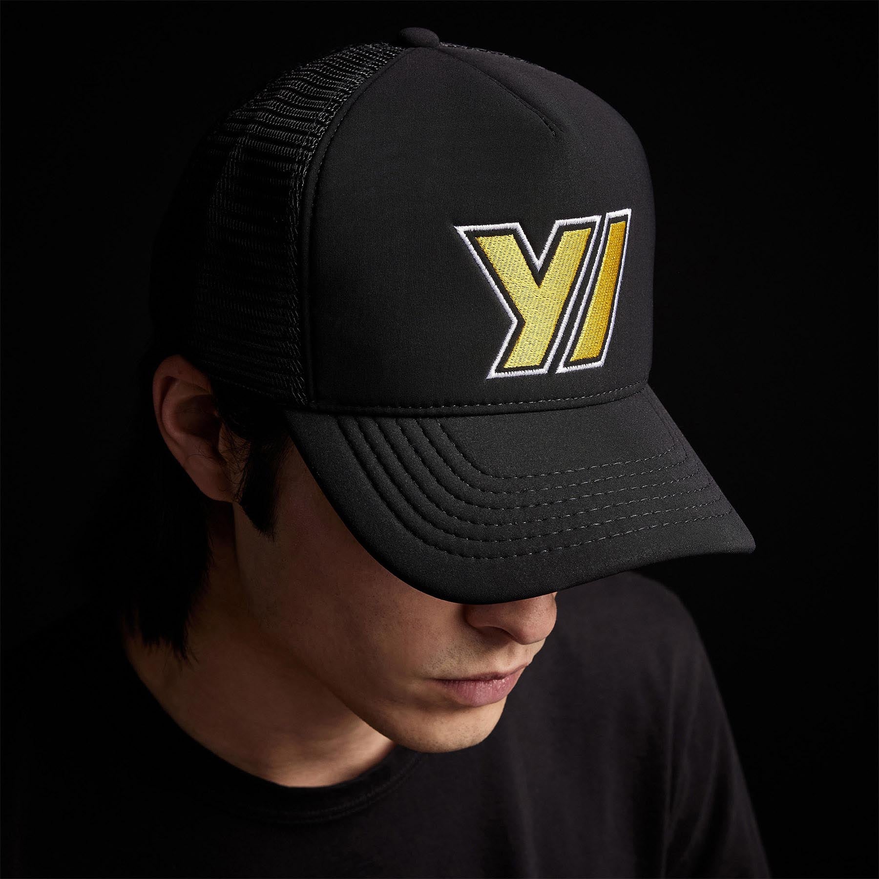 Y/ Outline Scuba Trucker Hat - Black | Adjustable Snapback Cap for Outdoor Activities, Beach & Summer Fashion