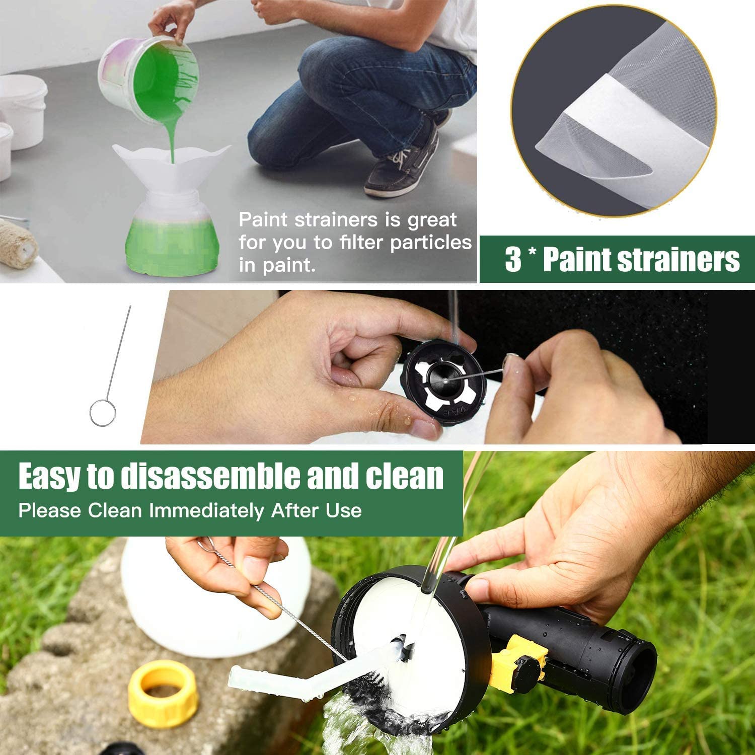 TECCPO HVLP Electric Paint Sprayer - 100DIN-s, 4 Nozzles with 3 Sizes & 3 Spray Patterns, 1300ml Detachable Container, Adjustable Volume Dial for Home DIY, Furniture Painting, Wall Refinishing & Gardening Projects