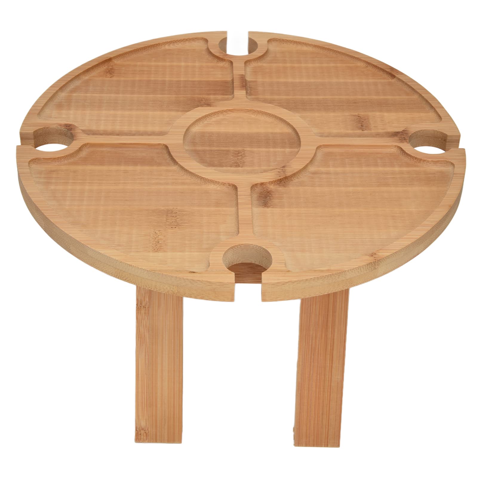 EVTSCAN Folding Outdoor Table - Portable Wooden Picnic Table with Wine Glass Holder for Camping, Hiking, Beach & Backyard BBQs | Compact & Lightweight for Easy Transport