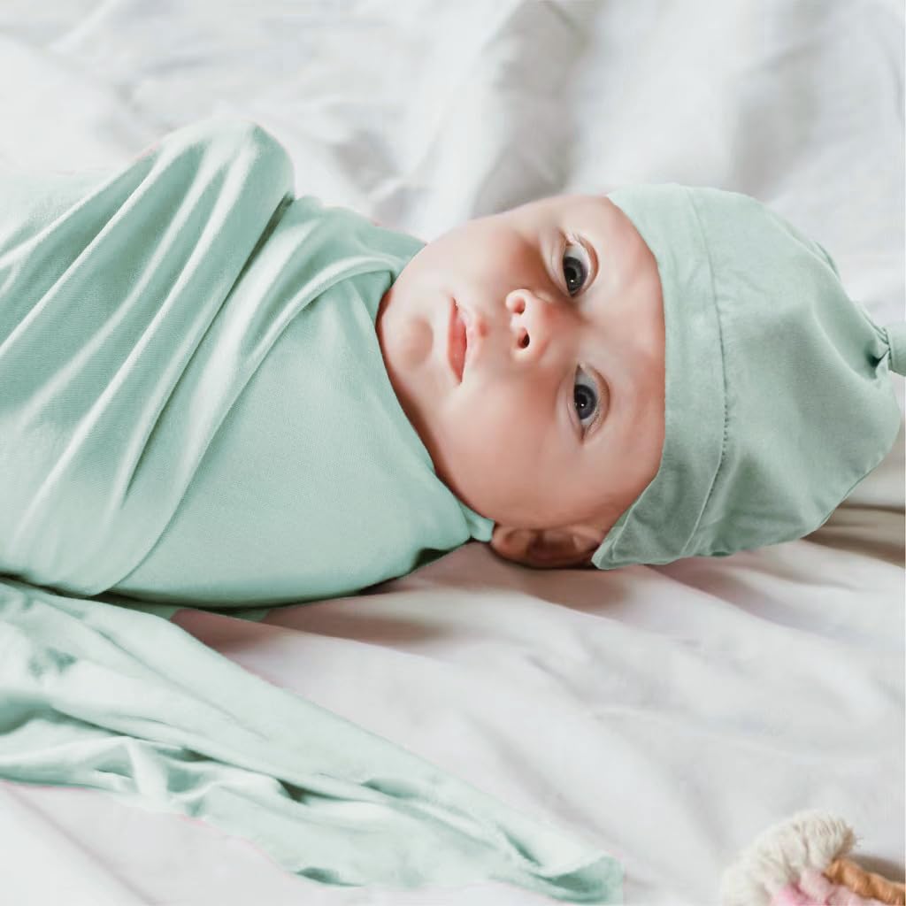 Premium Baby Swaddle Blanket Set with Matching Hat - Soft 35