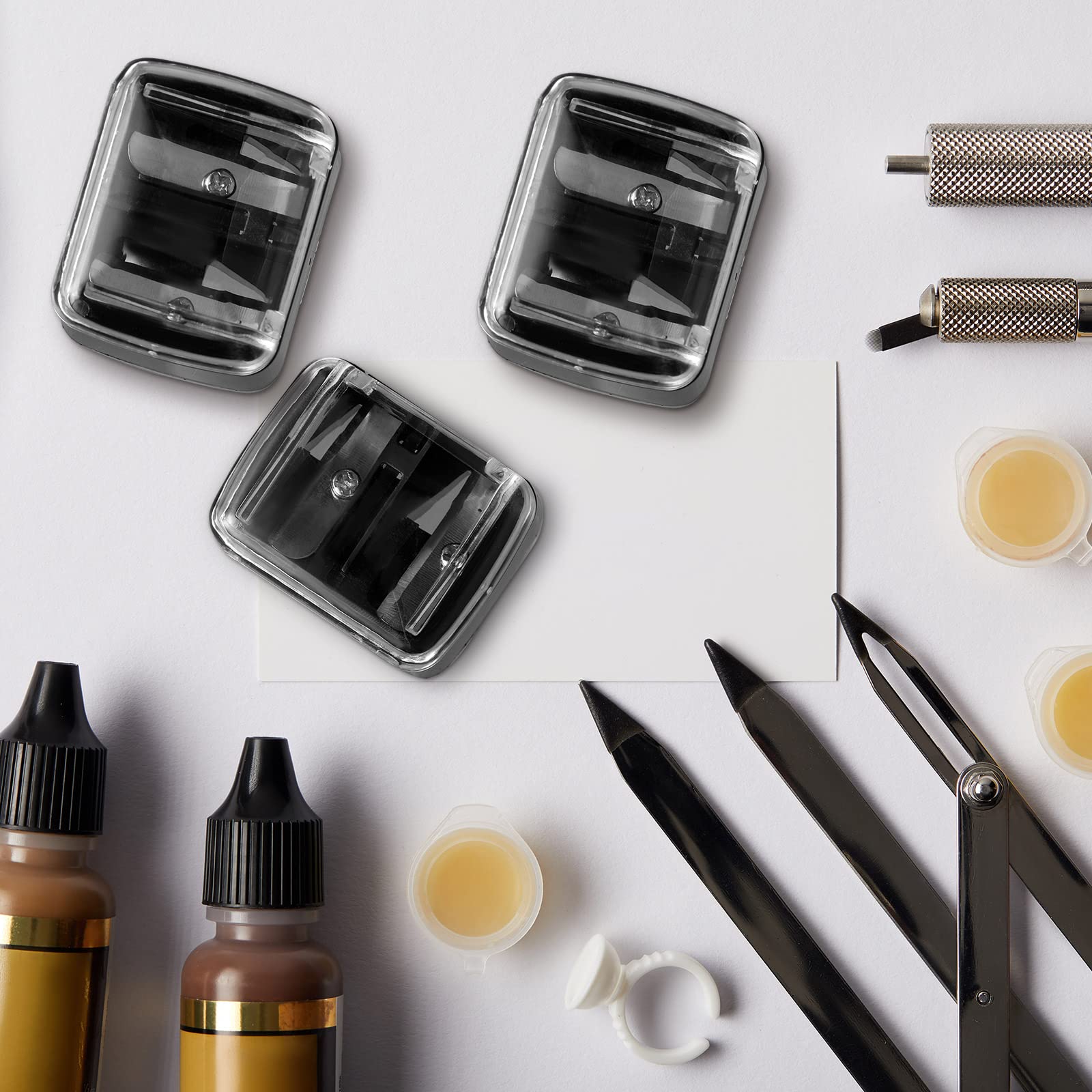 15-Piece Dual Makeup Pencil Sharpener - Compact Cosmetic Tool for Eyeliner & Lip Liner Pencils - Perfect for Home, Travel & Professional Makeup Kits (Black)