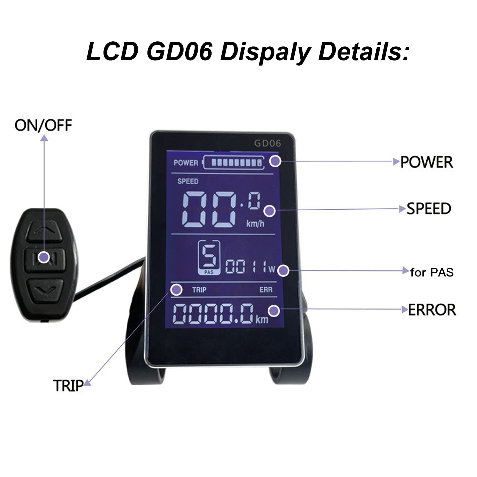 Junlucki 36V 48V Electric Bike LCD Display Meter - Waterproof Motor Controller Panel with Bright Screen for E-Bikes & Scooters - Perfect for Commuting, Delivery & Outdoor Adventures