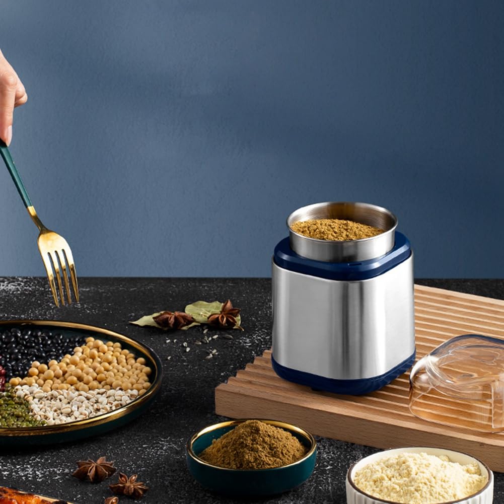 Premium Stainless Steel Electric Grinder - Adjustable Fineness for Herbs, Spices, Grains, Coffee & Vitamin Tablets | Portable Multifunctional Powder Grinder for Kitchen, Camping & Travel