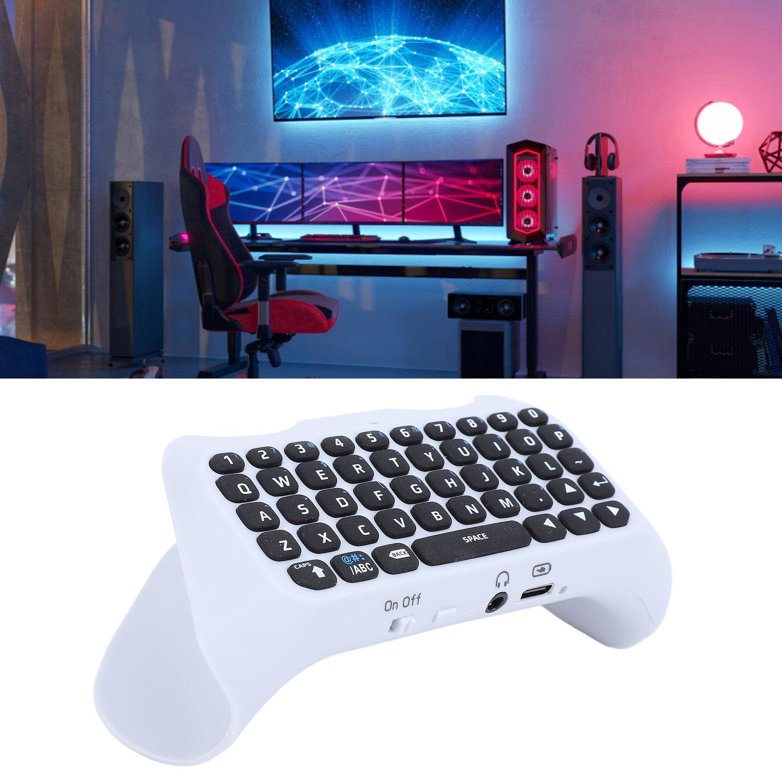 Wireless Gaming Controller Keyboard with 3.5mm Port & Built-in Speaker - Portable Chatpad Keypad for Xbox, PS4, PC Gaming & Live Streaming (Perfect for Twitch, Discord & Online Multiplayer Games)