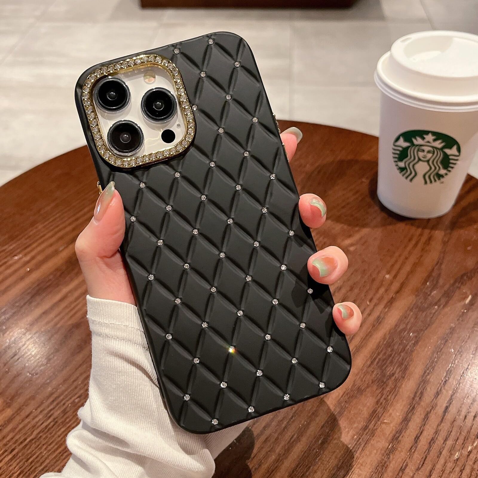 Sparkly Rhinestone iPhone 15 Pro Case for Women - Luxury Diamond Bling Glitter Cover, Shockproof Soft TPU Silicone Protective Phone Case for iPhone 15 Pro 6.1 Inch (Black) | Perfect for Parties, Dating & Fashion Accessories