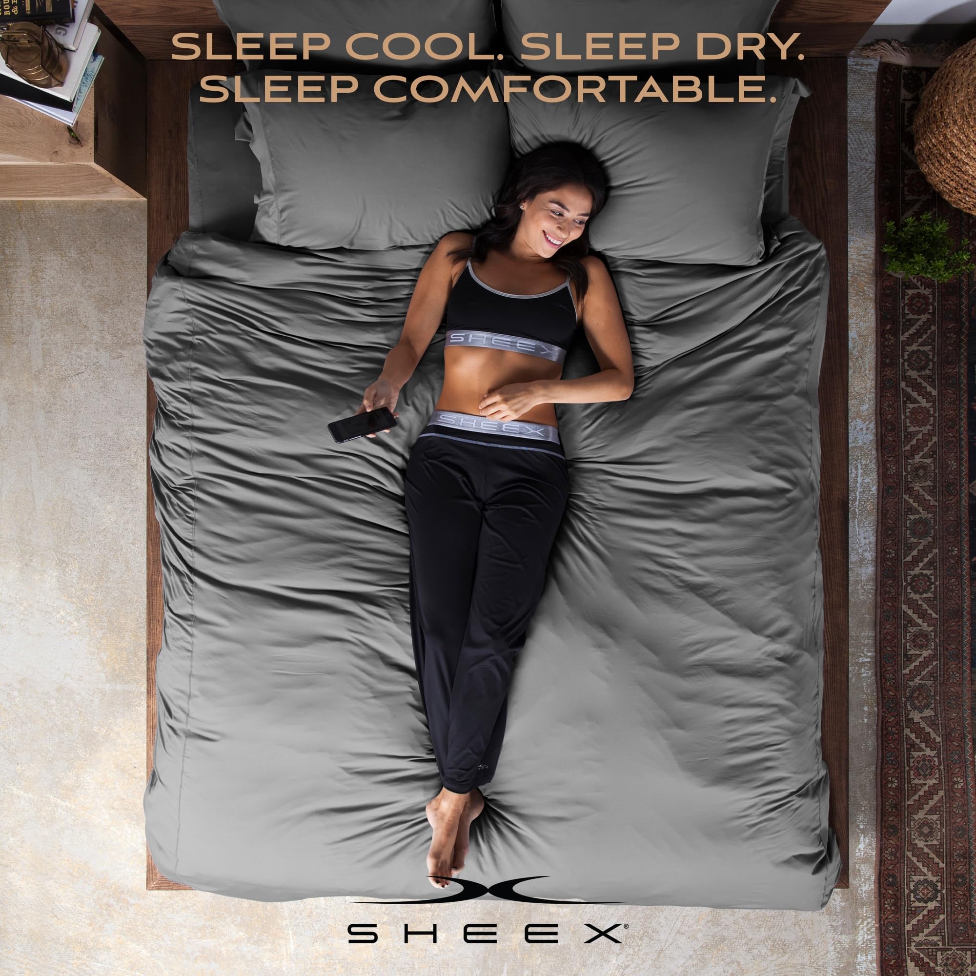 SHEEX Original Performance Cooling Bed Sheet Set - Full Size, Bright White - Includes 1 Flat Sheet, 1 Fitted Sheet & 2 Pillowcases - Breathable & Moisture-Wicking for Hot Sleepers - Perfect for Summer Nights & Temperature Regulation