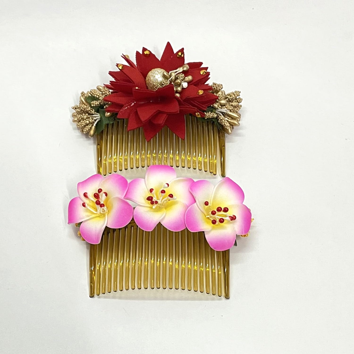 Elegant Bridal Hair Comb Clip Set for Women - Floral Bun Pins & Wedding Hair Accessories (Pack of 2) | Perfect for Weddings, Prom, Parties & Special Occasions