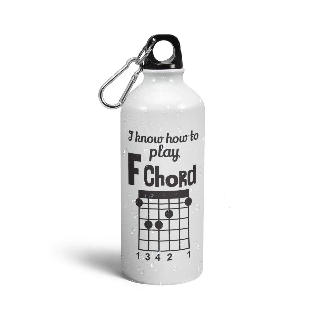 Prink 'I Know How to Play F Chord' Guitar-Themed Insulated Water Bottle - 600ml Leak-Proof Stainless Steel Sipper for Musicians, Gym & Outdoor Activities