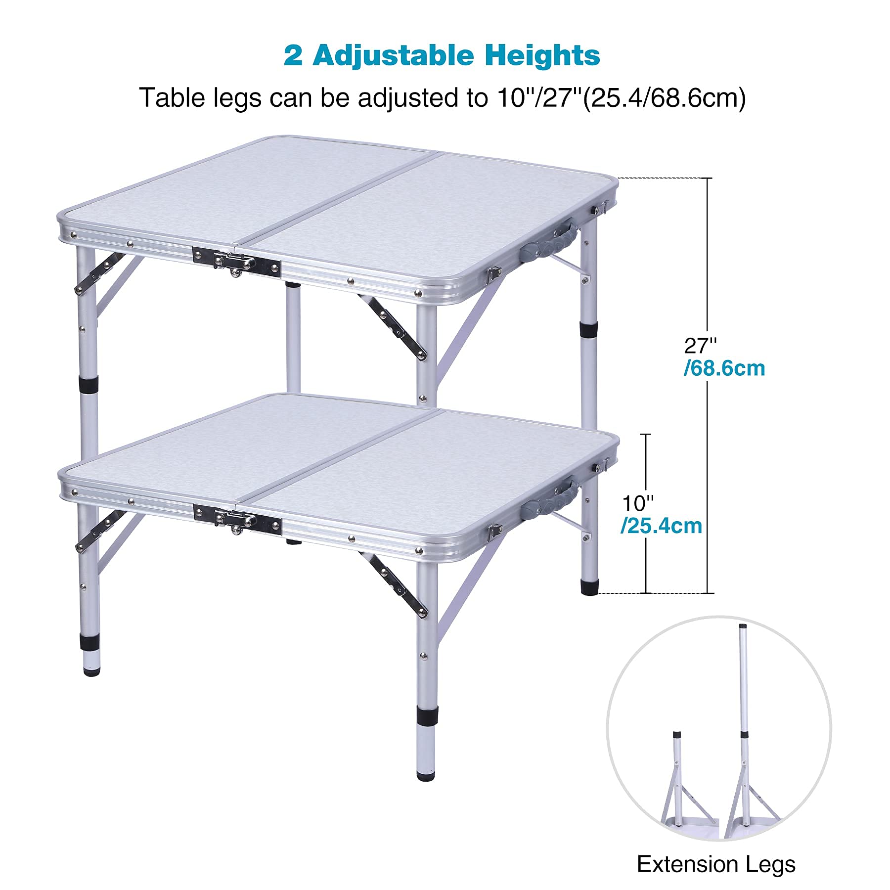 24x24 Inch Lightweight Portable Folding Card Table with Waterproof MDF Top - White Square Folding Table for Adults, Indoor & Outdoor Use - Perfect for Parties, Camping, Picnics & Game Nights