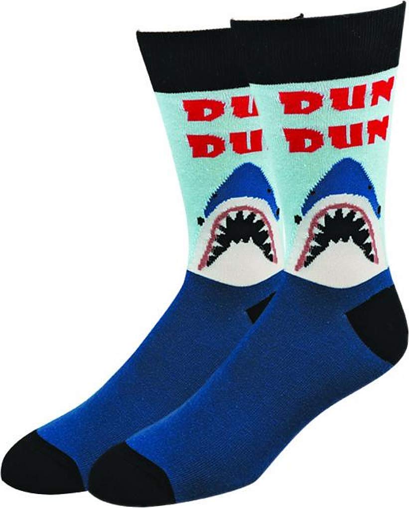 Shark Teeth Pattern One Size Fits Most Men's Socks (Size 6-12) - Comfortable & Durable for Outdoor, Hiking, and Daily Wear