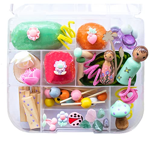 **Spring Sensory Kit for Kids - Montessori Wooden Sensory Bin with Eco-Friendly Play Dough | Sensory Toys for Creative Play, Learning & Fine Motor Skills Development | Perfect for Preschool, Homeschool & Sensory Playtime**