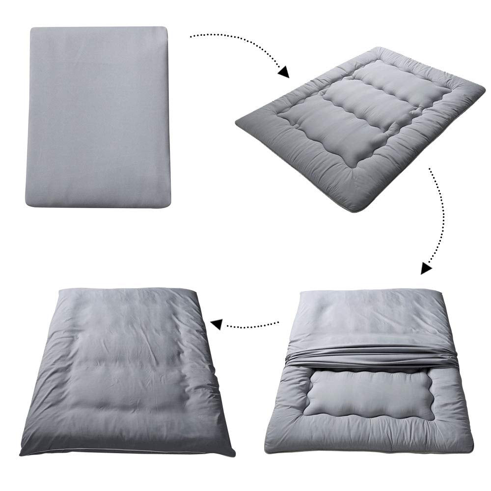 MAXYOYO Japanese Floor Mattress Futon - Foldable Tatami Mattress for Bedroom, Guest Room & Living Room - Comfortable Grey Floor Sleeping Pad for Adults & Kids