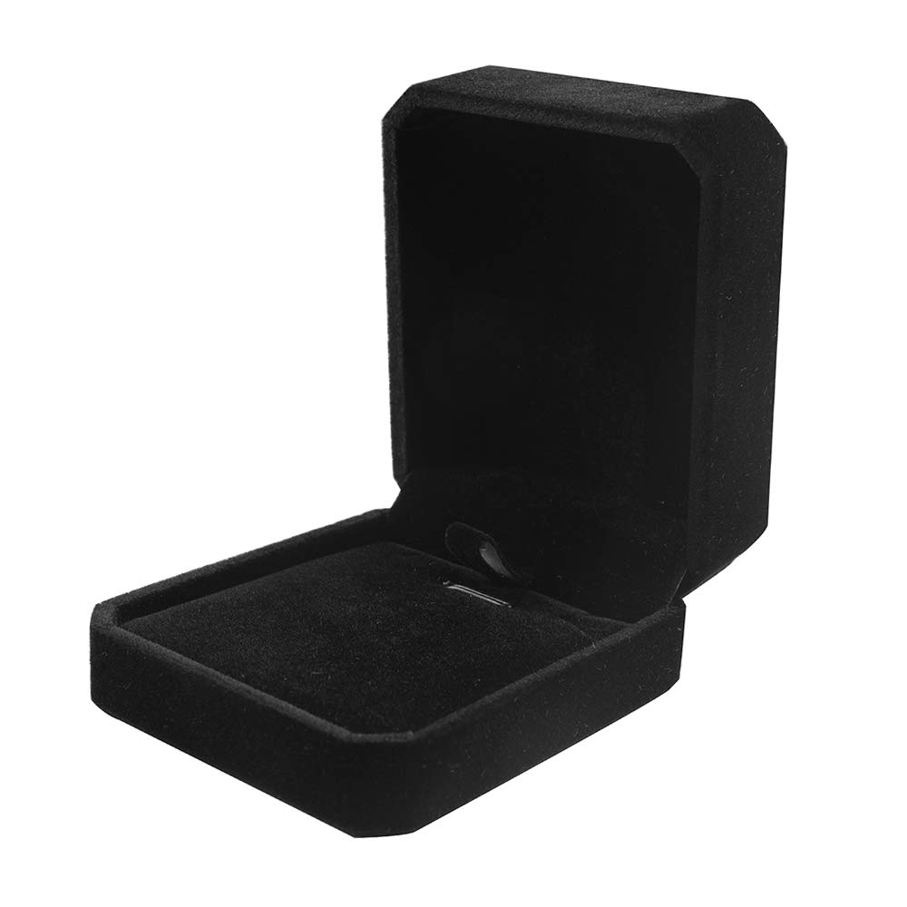 LamQee Velvet Jewelry Box - Elegant Necklace Pendant Storage & Display Case for Wedding, Proposal, Anniversary, Birthday, Valentine's Day Gifts - Perfect for Jewelry Organization & Romantic Surprises (Black)