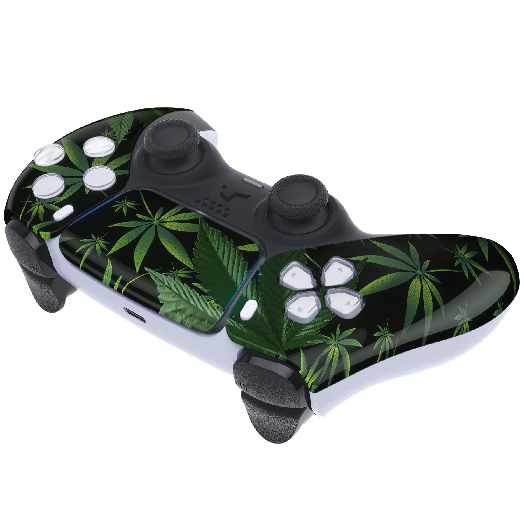 eXtremeRate Green Weeds Touchpad Front Housing Shell for PS5 Controller BDM-010/020/030/040/050 - DIY Replacement Shell & Custom Touch Pad Cover (ZPFT1011G3) - Perfect for Gaming Enthusiasts & Custom Mods