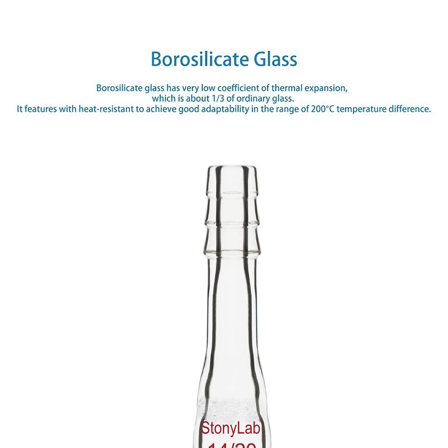 Stonylab Vacuum Adapter - Borosilicate Glass Straight Vacuum Adapter with G1 Type Frit, 14/20 Ground Joint & 10mm Hose Connection for Chemistry Lab, Distillation, and Scientific Experiments