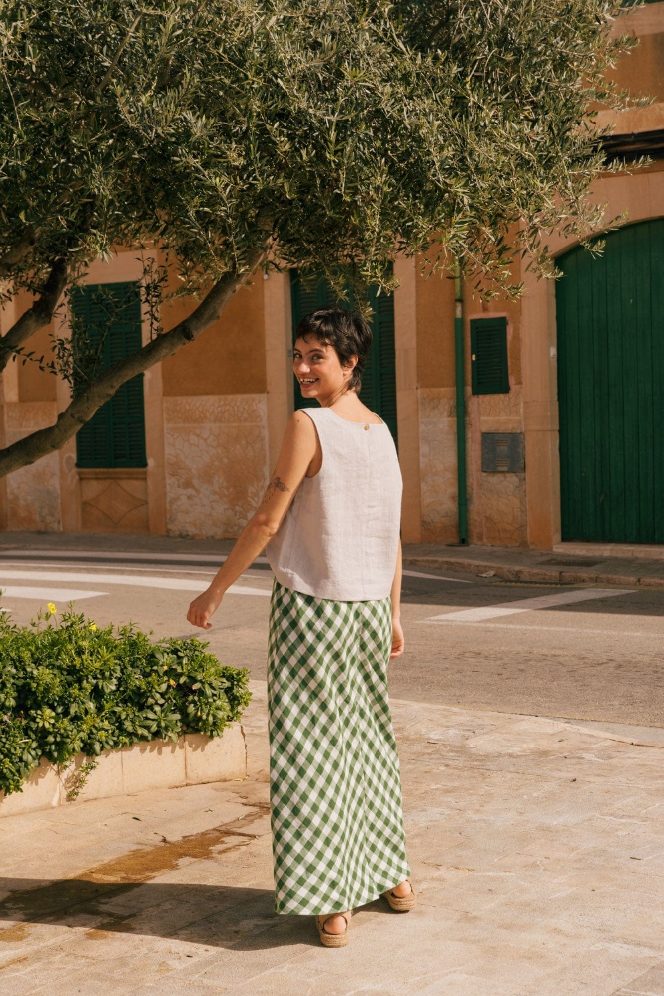 Ciara Women's Linen Slip Skirt - Breathable Summer Midi Skirt with Elastic Waist | Available in Multiple Colors | Perfect for Beach, Vacation & Casual Outings