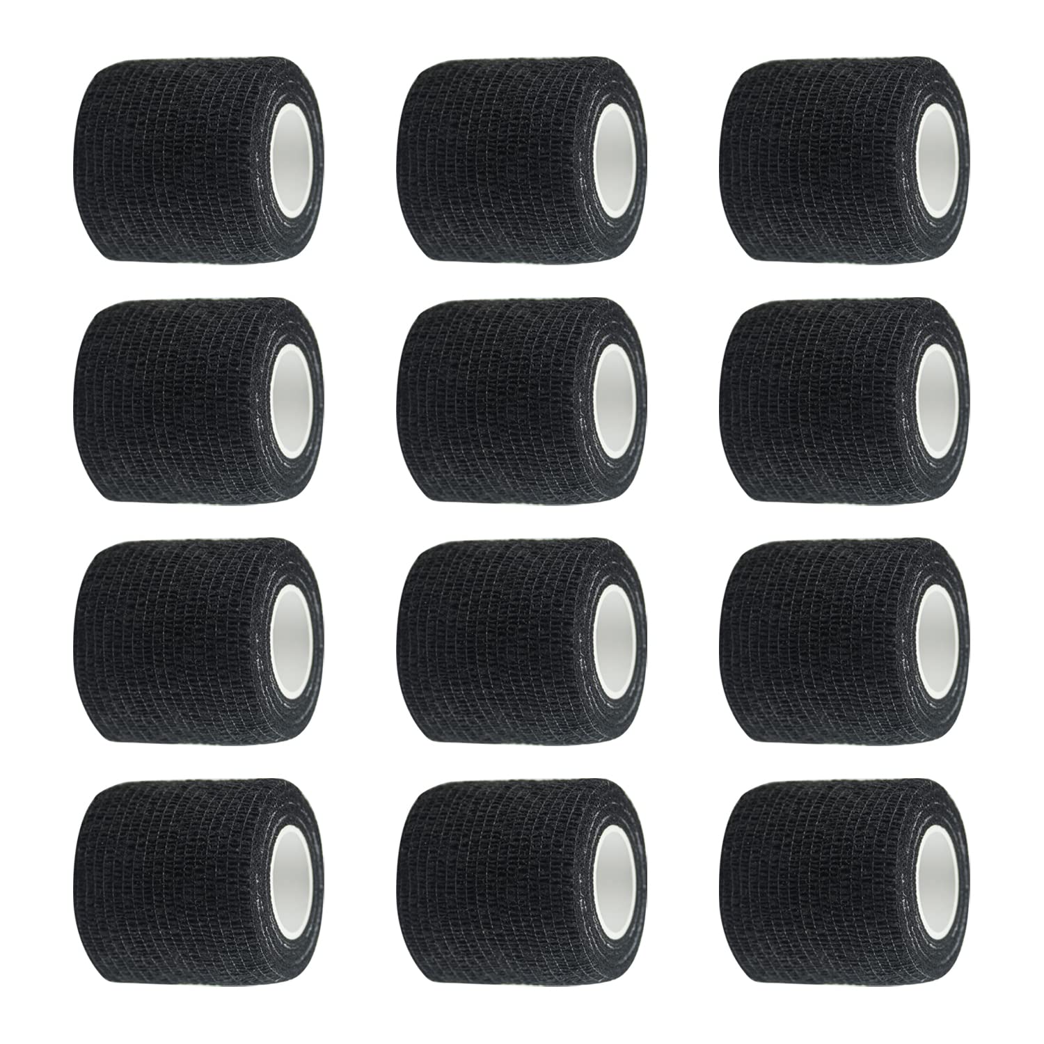 12-Pack Self Adhesive Bandages - Cohesive Elastic Sports Tape (2 Inches x 5 Yards) - Strong Self-Adherent Wrapping for Athletes, First Aid & Medical Support - Perfect for Sports Injuries, Wound Care & Joint Support