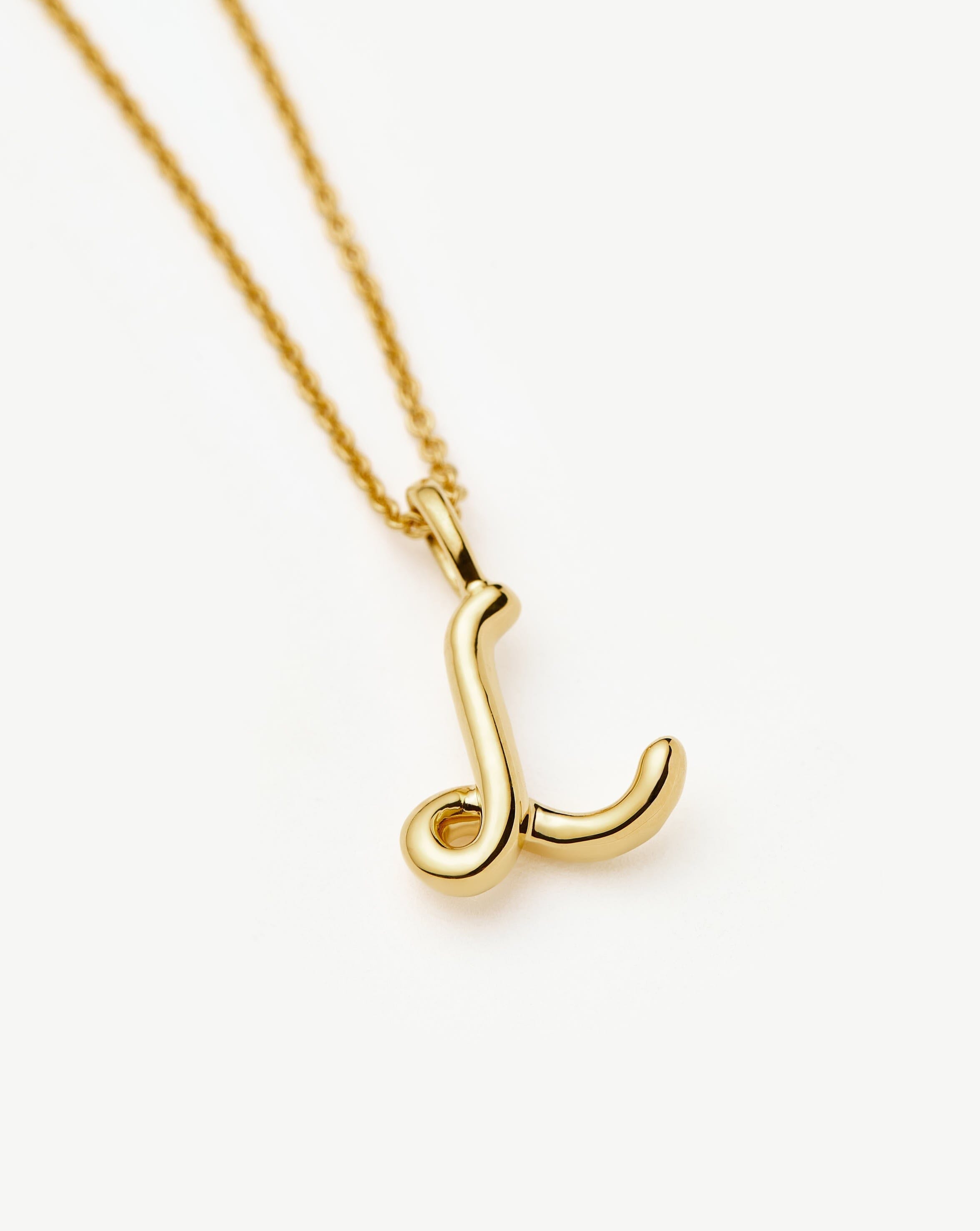 18k Gold Vermeil Curly Molten Mini Initial Necklace - Personalized Name Letter Pendant for Women, Gift for Her, Birthday, Anniversary, Valentine's Day