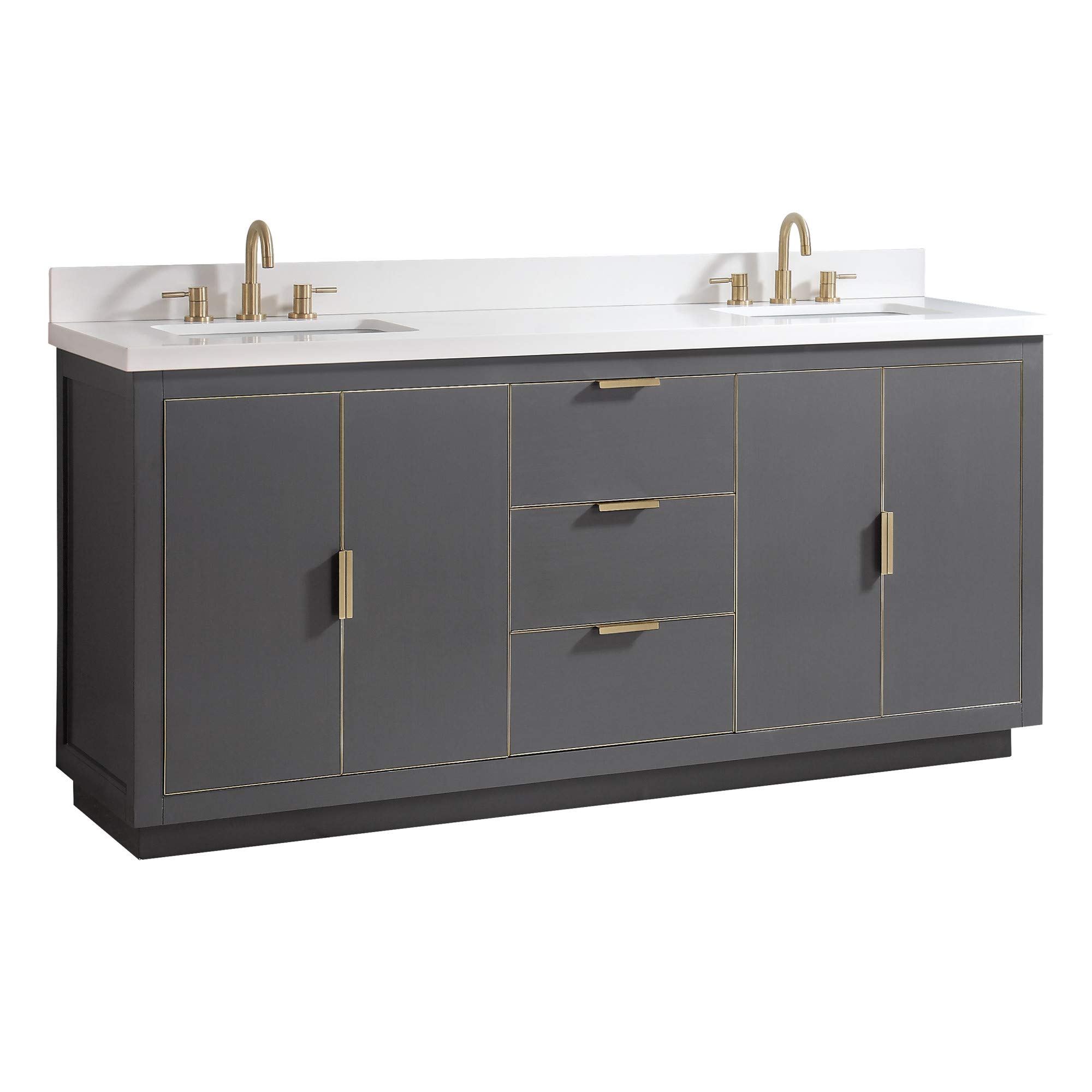 73 Inch Modern Bathroom Vanity with Soft Close Doors - Twilight Gray Finish for Master Bath & Powder Room Remodeling