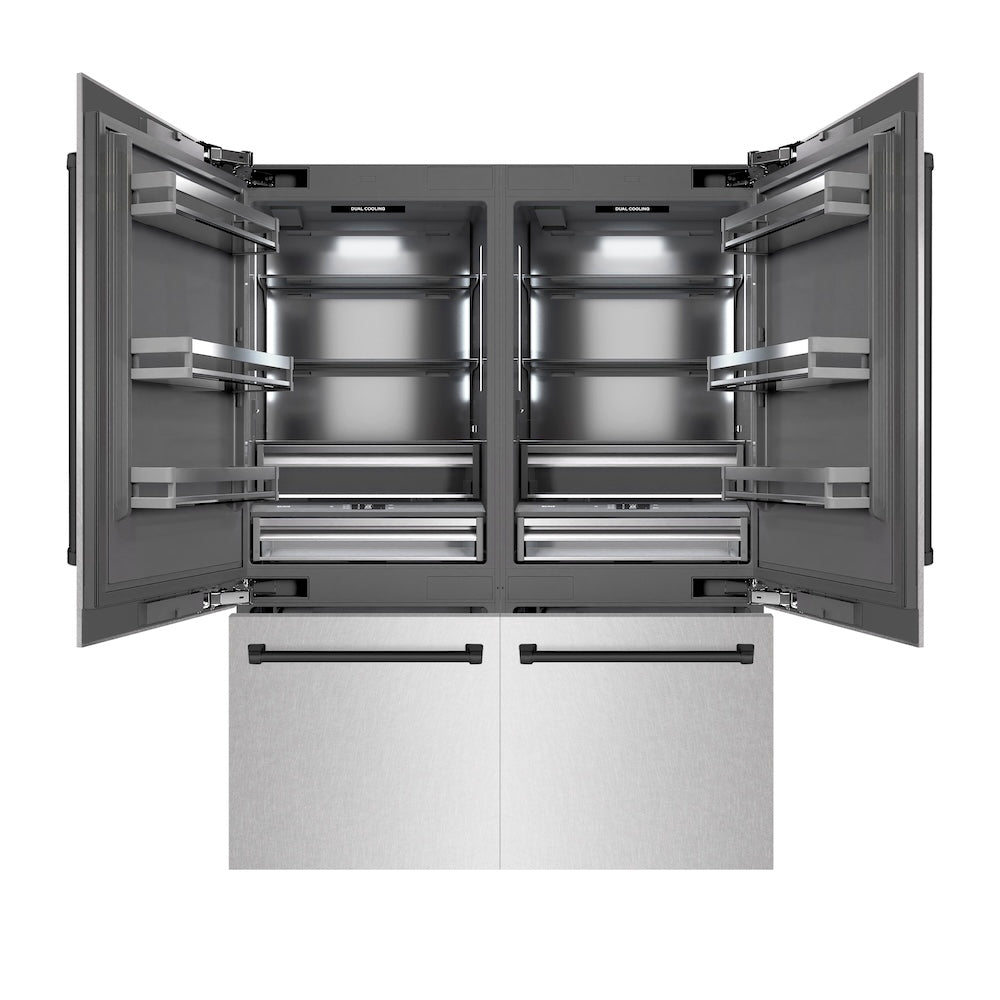 ZLINE Autograph Edition 60-Inch French Door Built-In Refrigerator - 32.2 cu. ft. Capacity, Water Dispenser & Ice Maker - Satin Stainless Steel with Graphite Gray Interior & Matte Black Accents (GRBIVZ SN 60 MB) - Perfect for Modern Kitchens, Open-Concept Homes & Luxury Appliances Collection