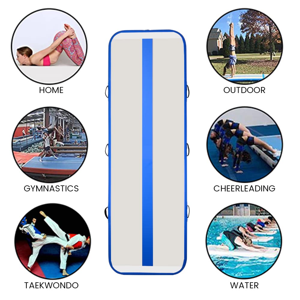 Premium Inflatable Gymnastics Tumbling Mat - 10ft/13ft Tumble Track with Electric Air Pump - 4in/6in Thick Floor Mat for Home Gym, Cheerleading, Yoga & Water Training - Perfect for Indoor/Outdoor Fitness & Kids Play