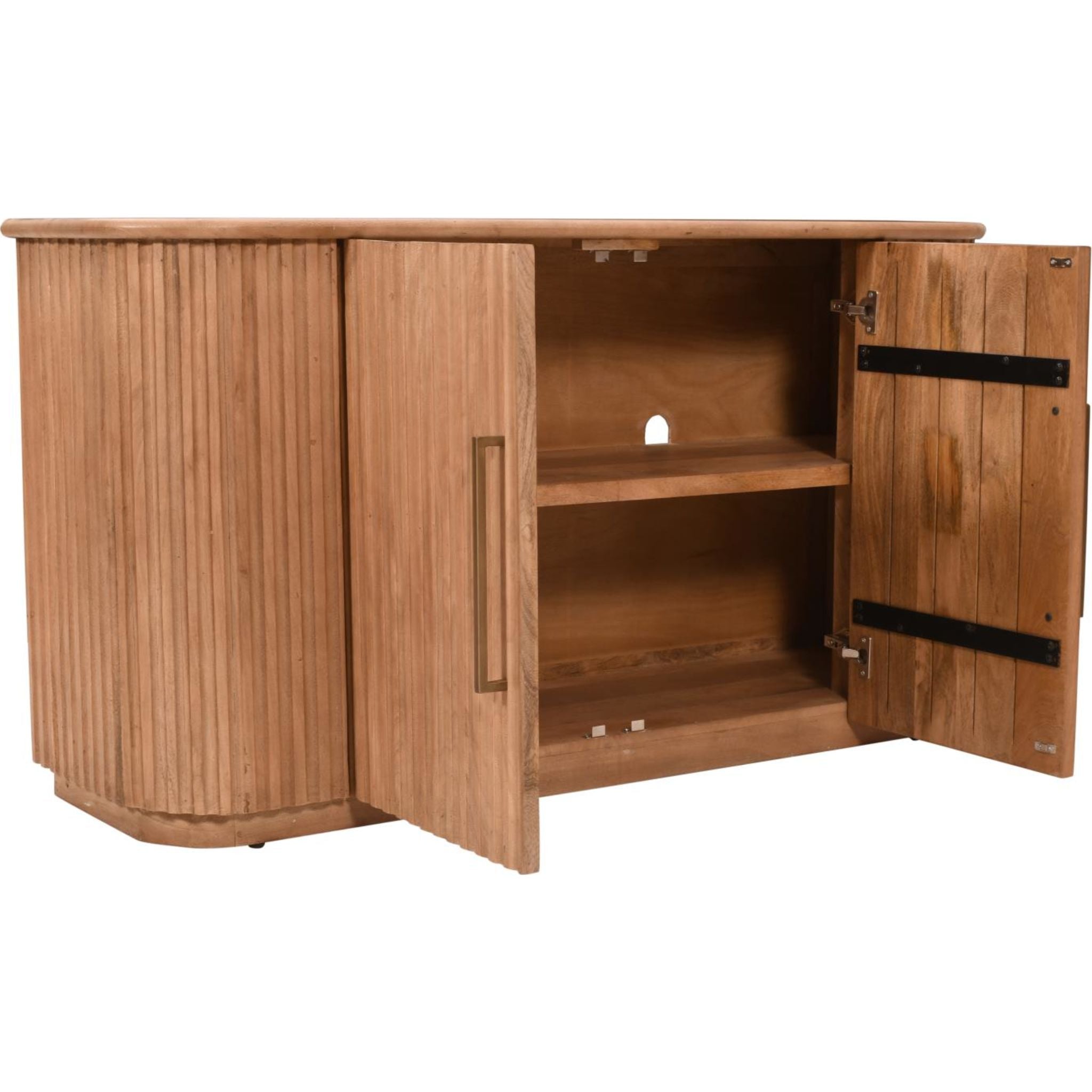 Breck Sideboard - Natural Brown Wood Buffet Cabinet with 2 Doors & 3 Drawers - 60